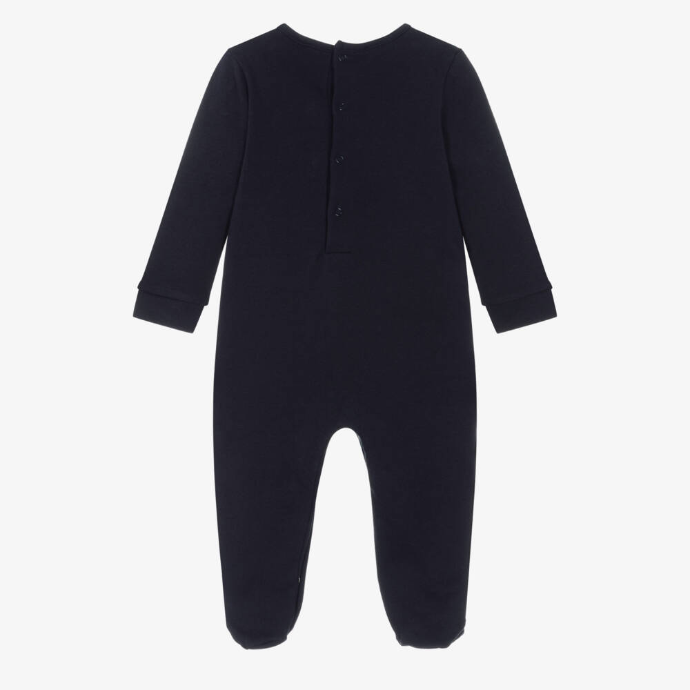 Guess-Navy Blue Cotton Babygrow with Teddy Bear Mascot | Childrensalon Outlet