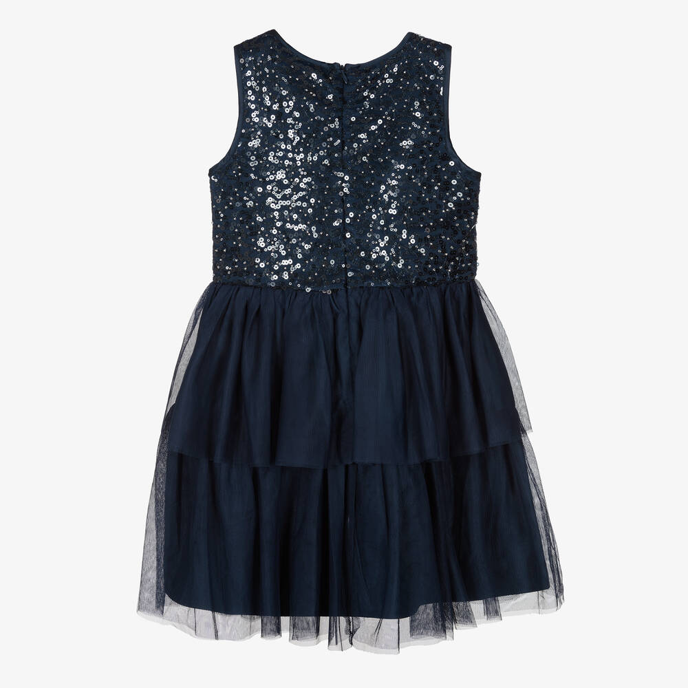 Guess Navy Blue Sequins Tulle Dress Childrensalon Outlet