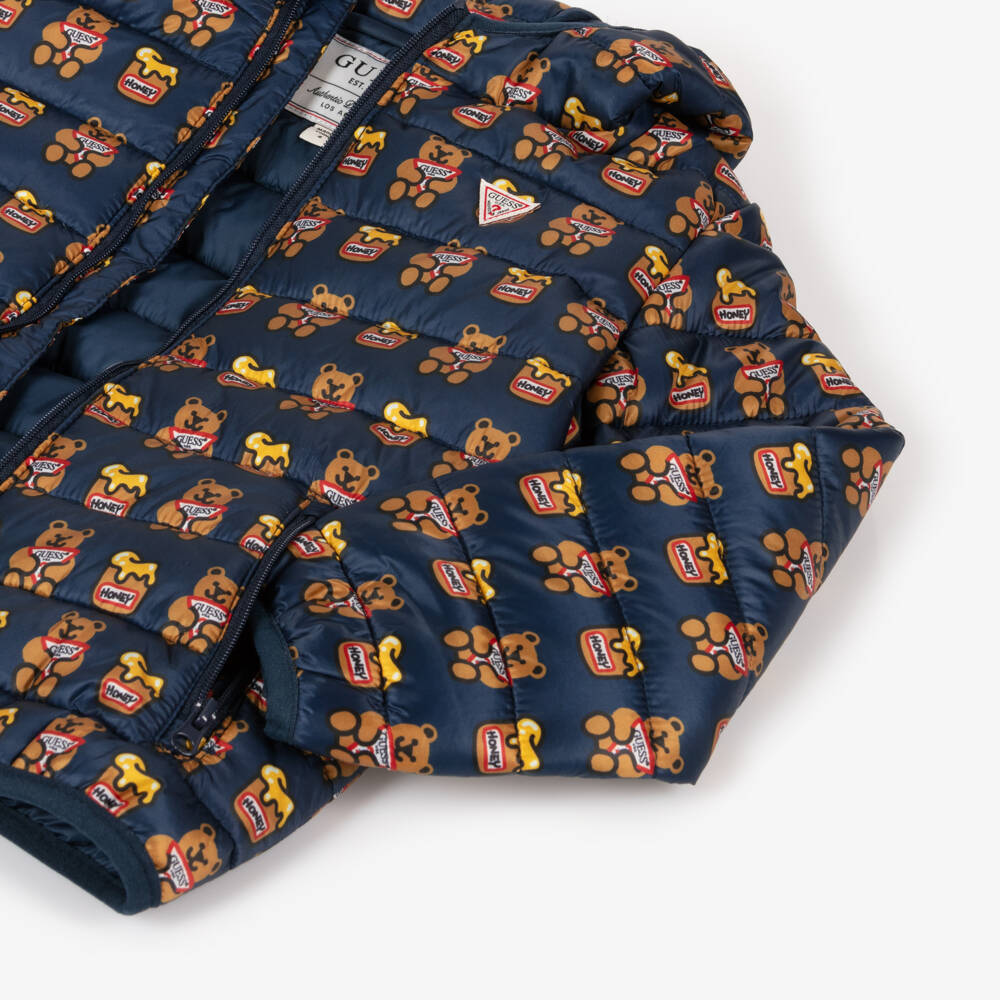 Guess-Navy Blue Teddy Bear Puffer Jacket | Childrensalon Outlet