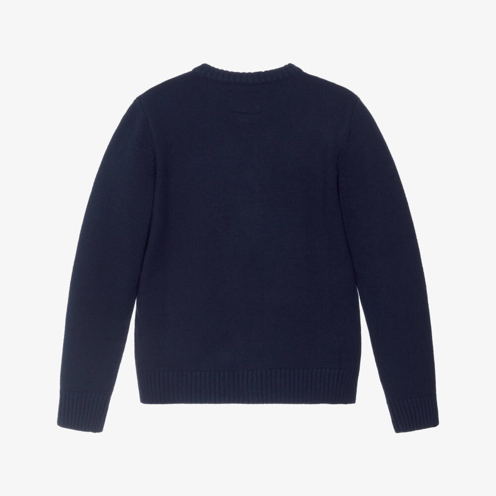 Guess-Navy Knitted Bear Sweater | Childrensalon Outlet