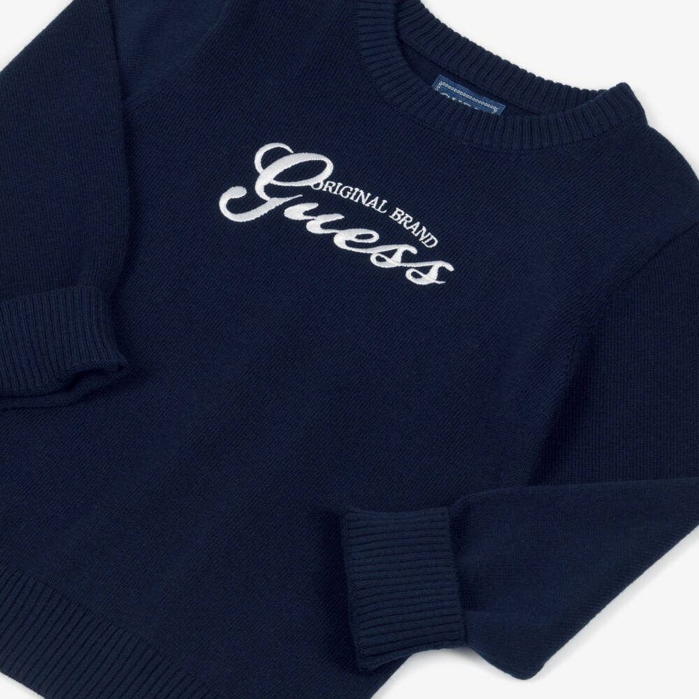 Guess-Navy Logo Sweater | Childrensalon Outlet
