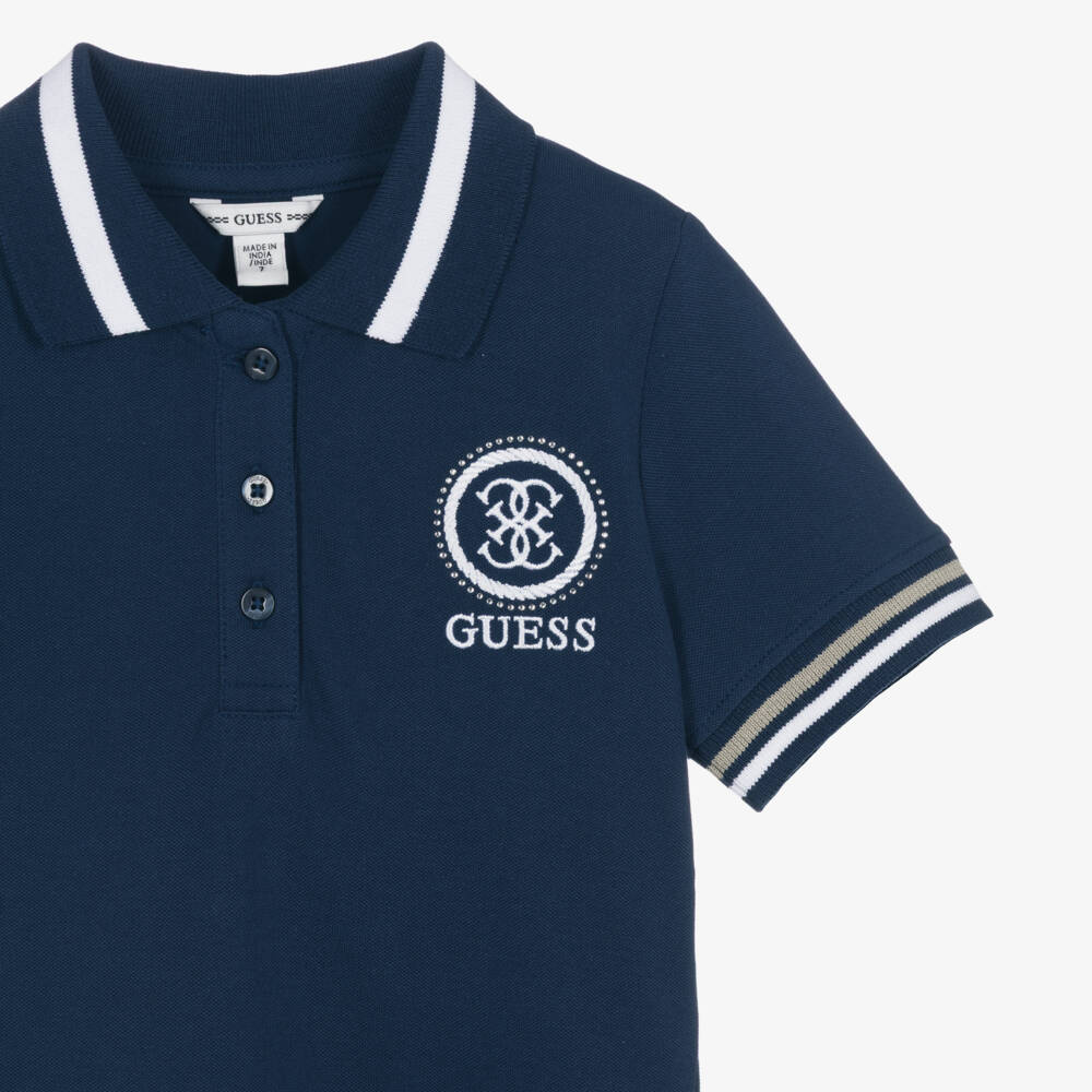 Guess-Navy Pique Polo Dress | Childrensalon Outlet