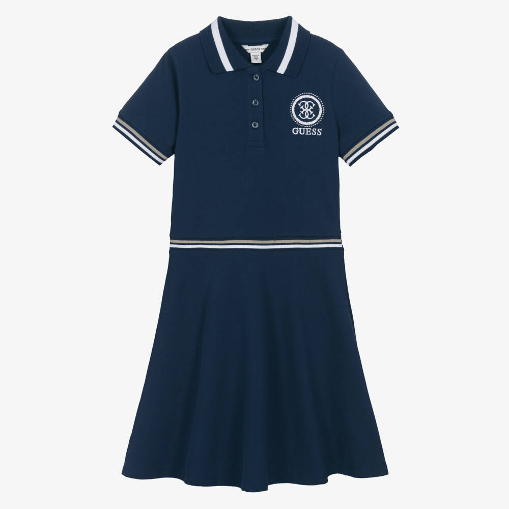 Guess-Navy Pique Polo Dress | Childrensalon Outlet