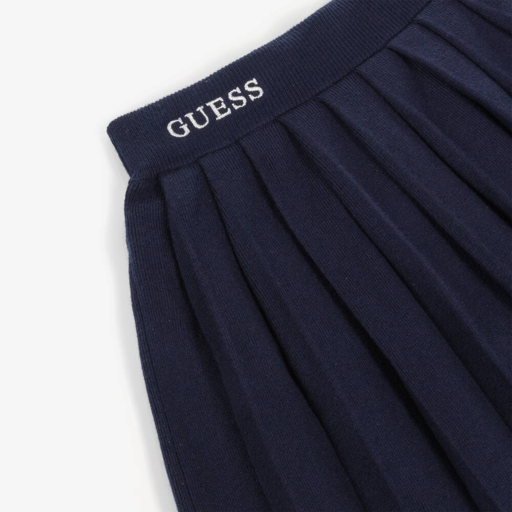 Guess-Navy Pleated Knit Skirt | Childrensalon Outlet