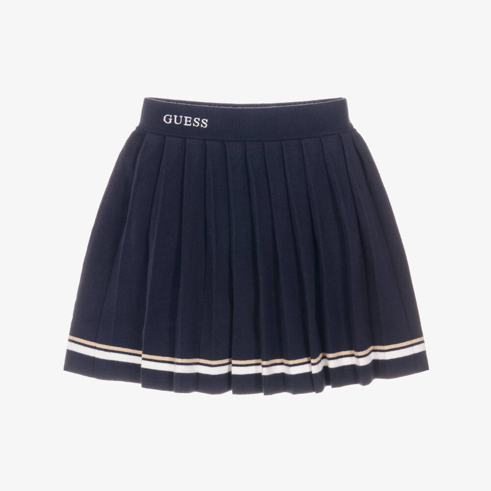 Guess-Navy Pleated Knit Skirt | Childrensalon Outlet