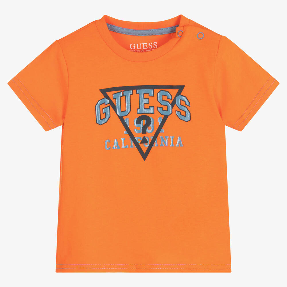 Guess - T-shirt orange en coton bébé | Childrensalon