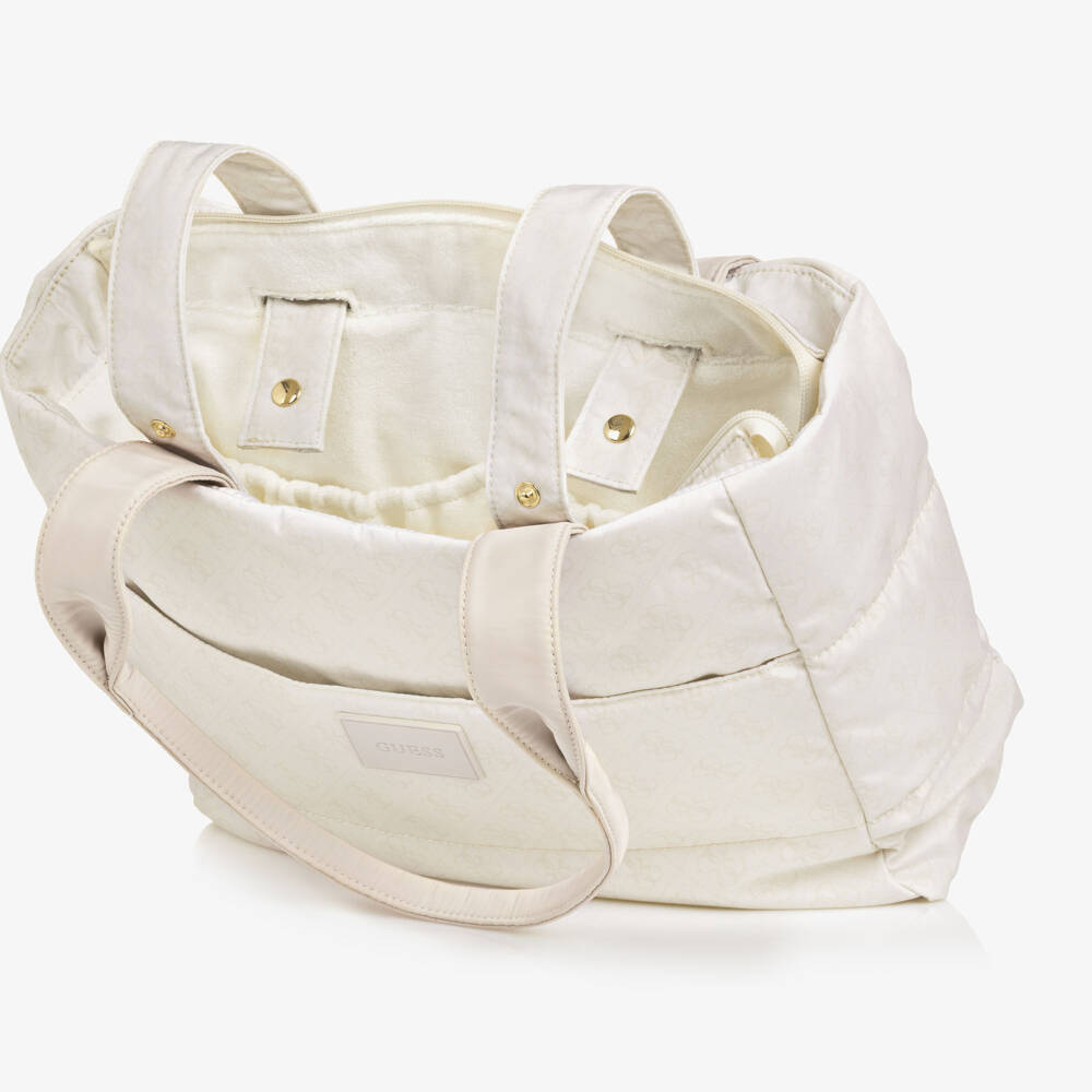 Guess-Pale Beige 4g Logo Baby Changing Bag (34cm) | Childrensalon Outlet