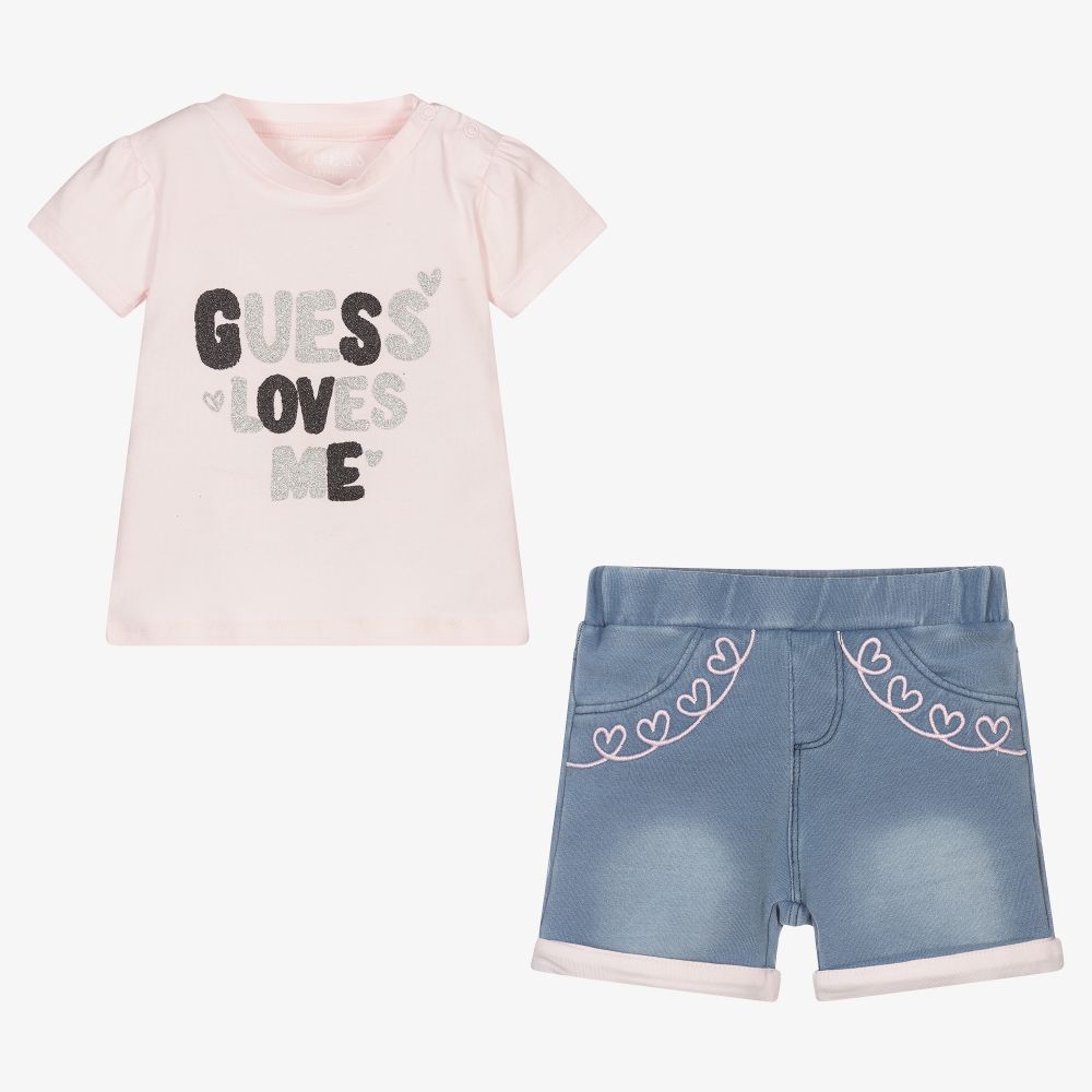 Pink and blue guess shirt store