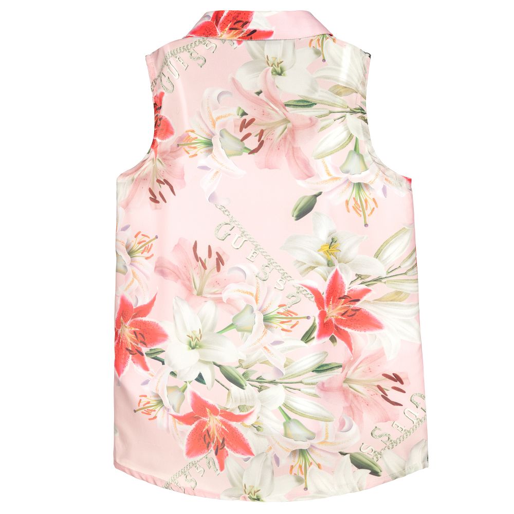 Guess-Pink Chiffon Floral Blouse | Childrensalon Outlet