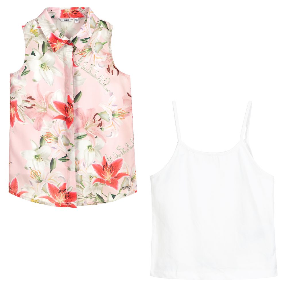 Guess-Pink Chiffon Floral Blouse | Childrensalon Outlet