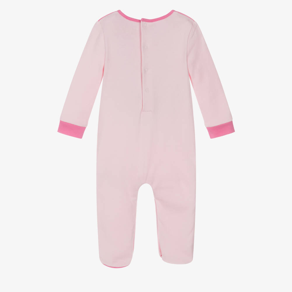 Guess-Pink Cotton Babygrow with Embroidered Triangle | Childrensalon Outlet