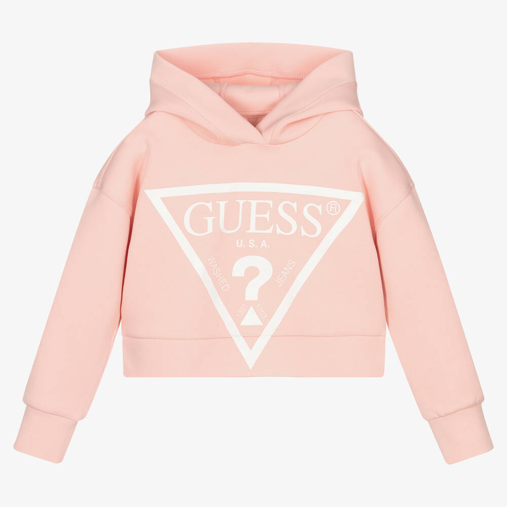 Guess - Sweat à capuche rose coton Fille | Childrensalon