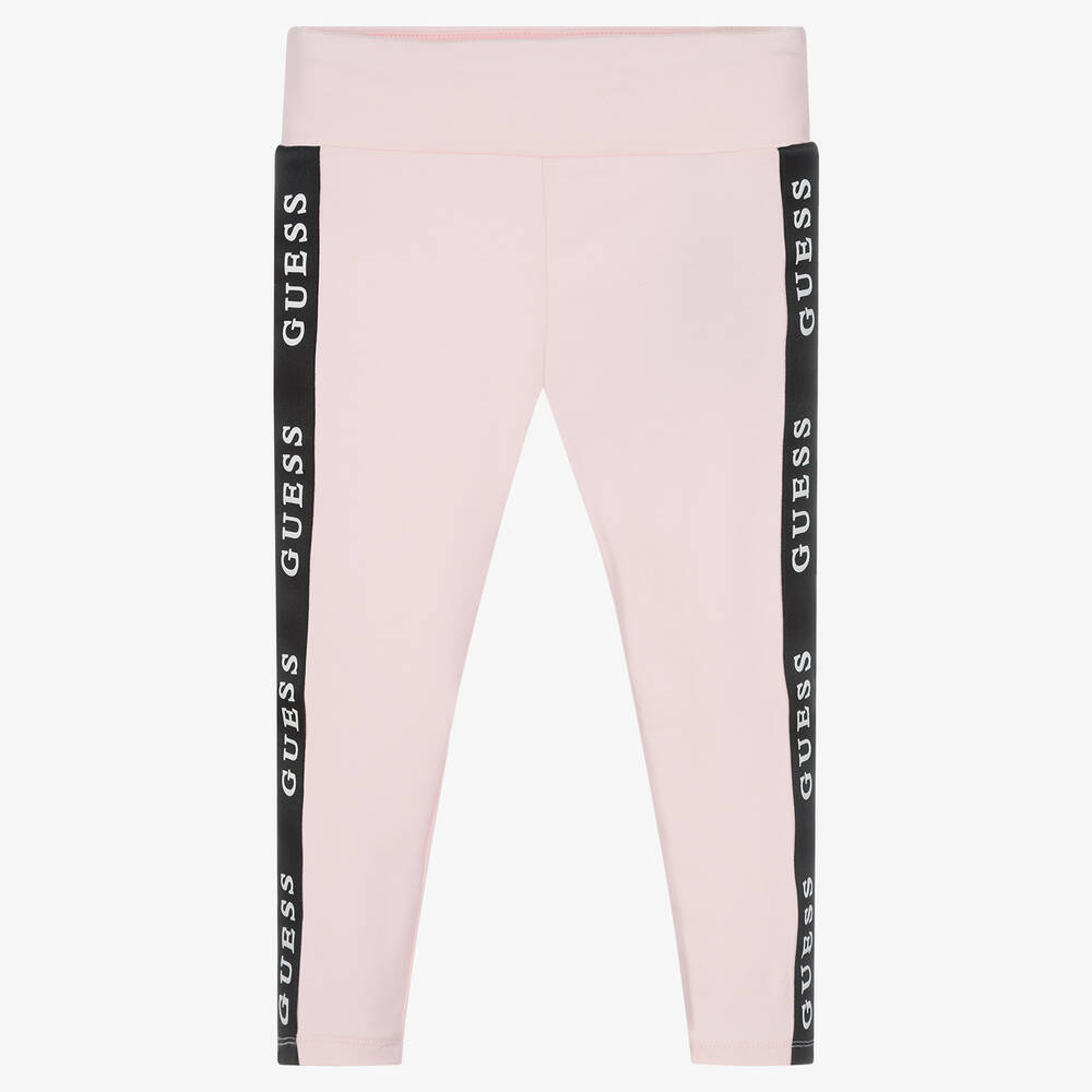 Guess - Pink Cotton Logo Leggings | Childrensalon