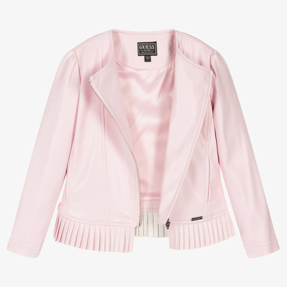 Guess pink faux sales leather jacket