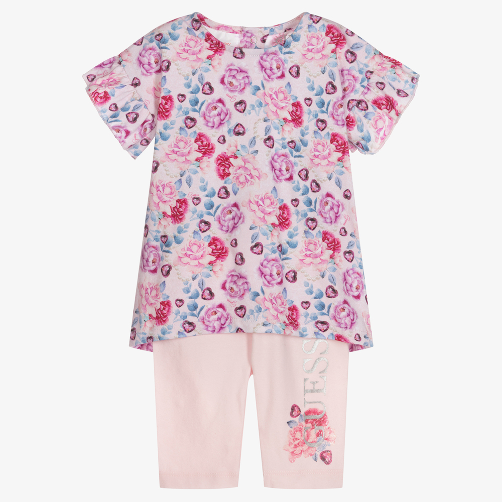 Guess - Топ в цветочек и розовые легинсы для малышей | Childrensalon