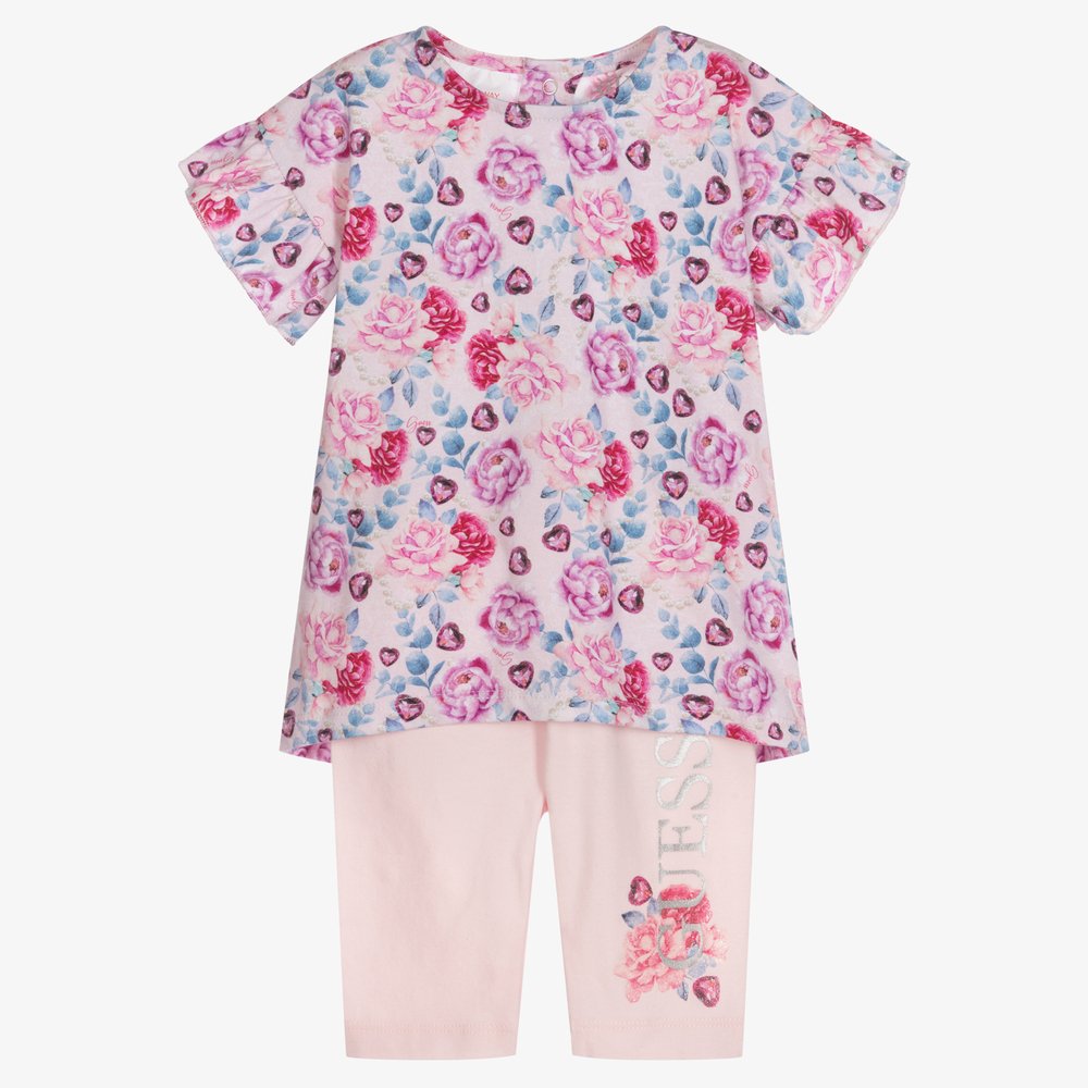 Guess - Rosa Blumen-Leggings-Set für Babys | Childrensalon