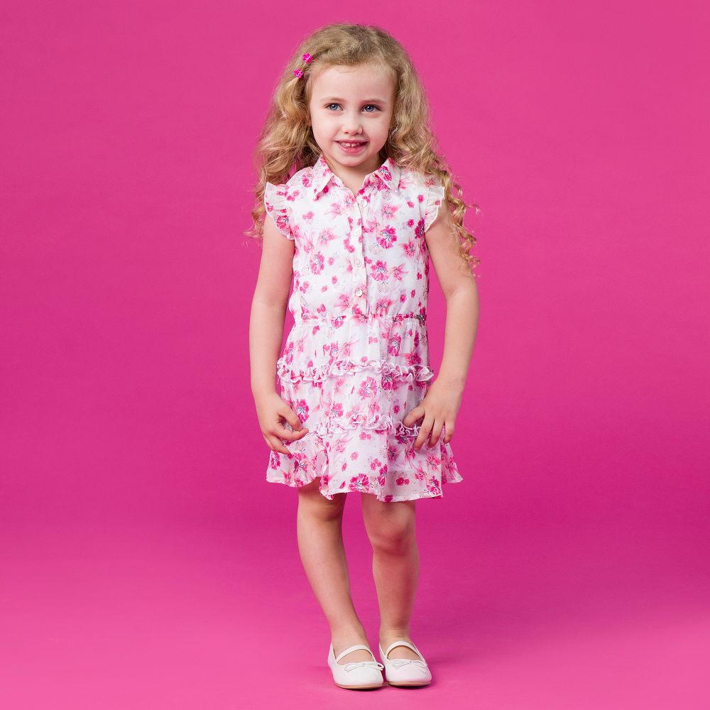 Guess - Pink Floral Chiffon Dress | Childrensalon Outlet