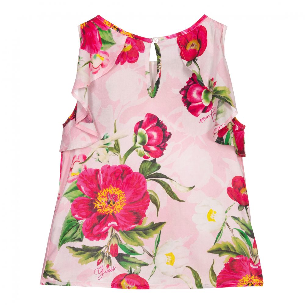 Guess-Розовый топ из вискозы с цветами | Childrensalon Outlet