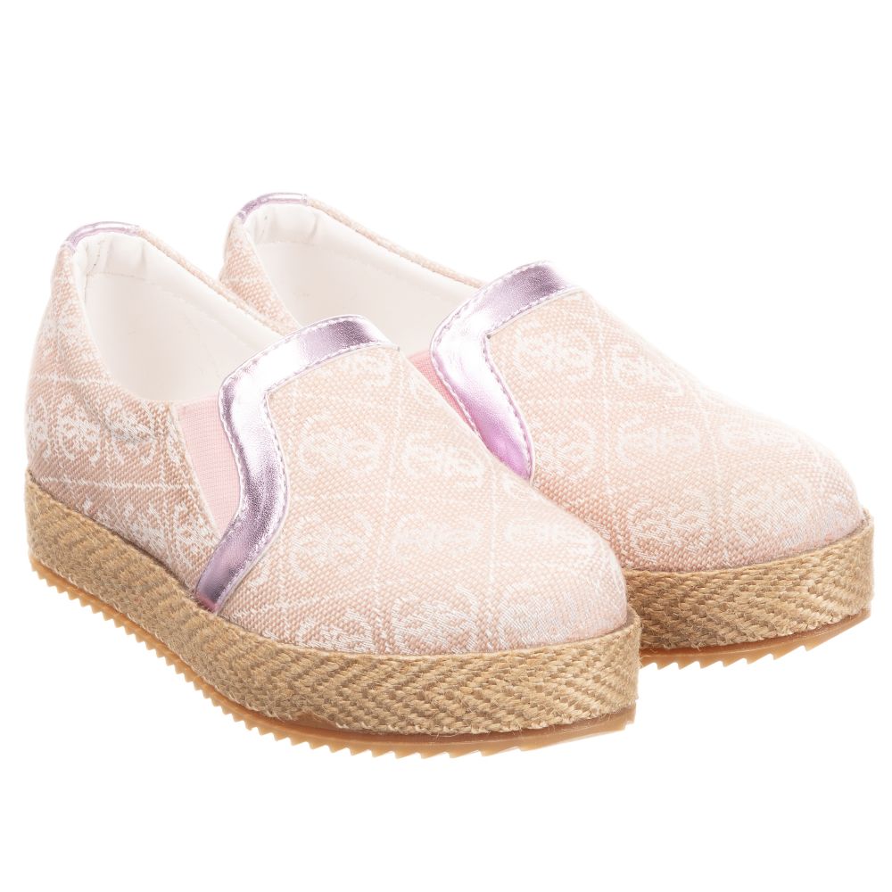 Guess - Pink & Gold Slip On Trainers | Childrensalon