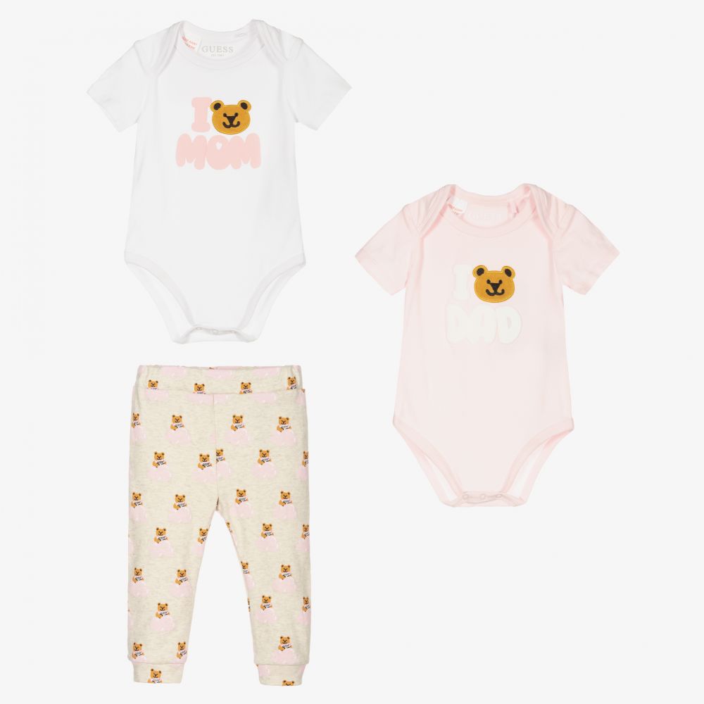 Guess - Babyhosen-Set in Rosa und Grau  | Childrensalon