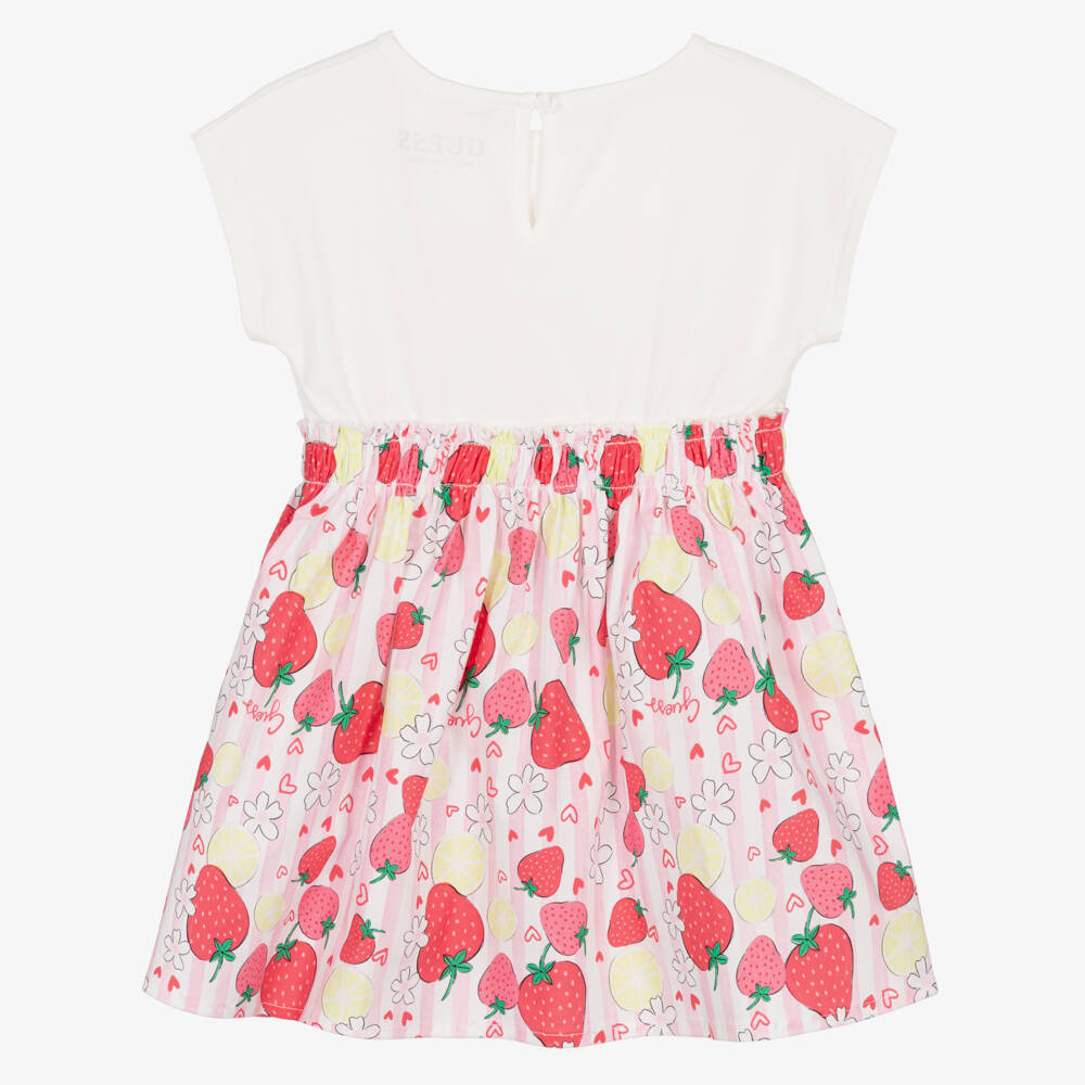 Guess-Pink Strawberry Print Logo Dress | Childrensalon Outlet