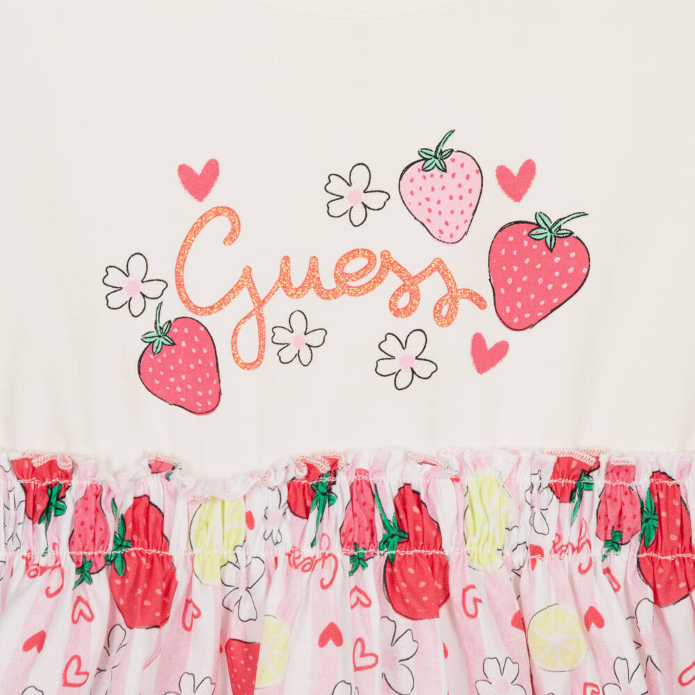Guess-Pink Strawberry Print Logo Dress | Childrensalon Outlet