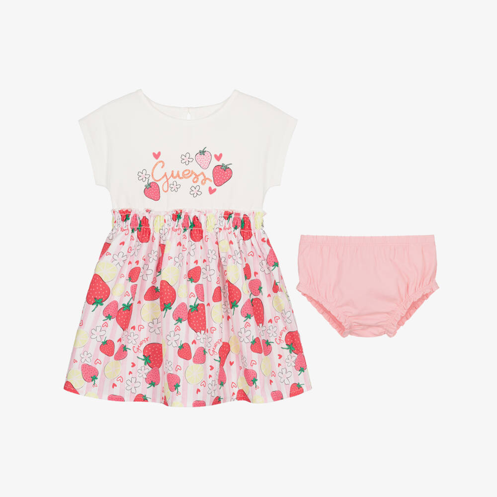 Guess-Pink Strawberry Print Logo Dress | Childrensalon Outlet