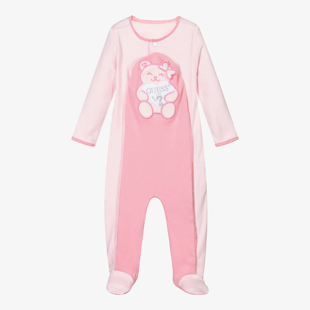 Guess - Pink Teddy Bear Babygrow | Childrensalon
