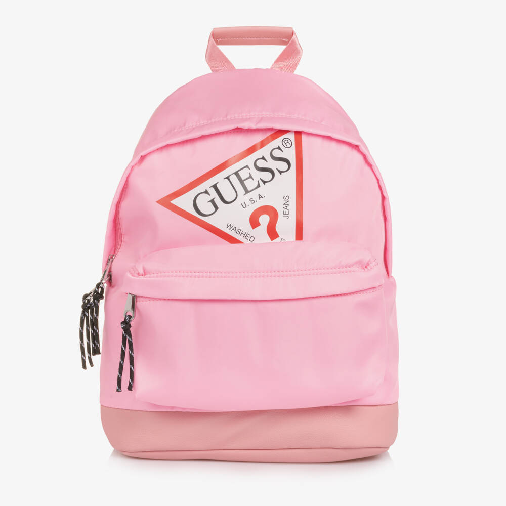Guess-Pink Triangle Logo Backpack (39cm) | Childrensalon Outlet