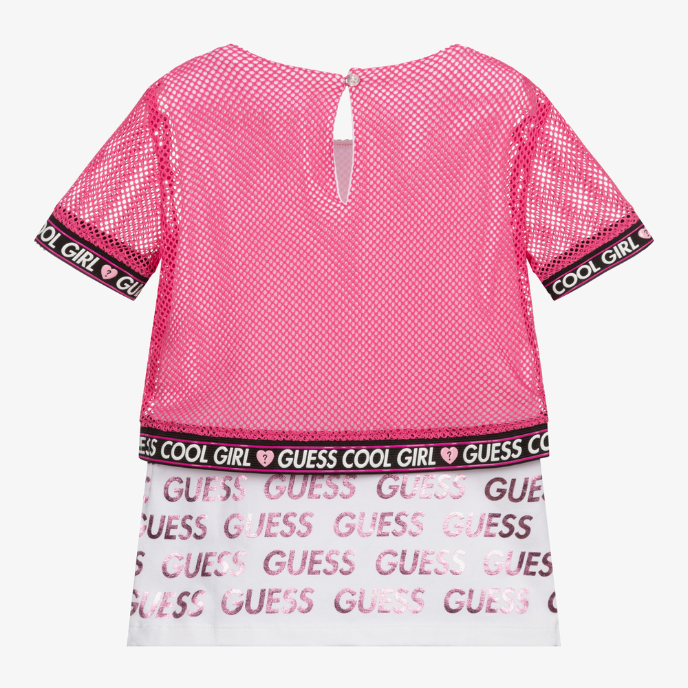 Pink and white guess shirt cheap