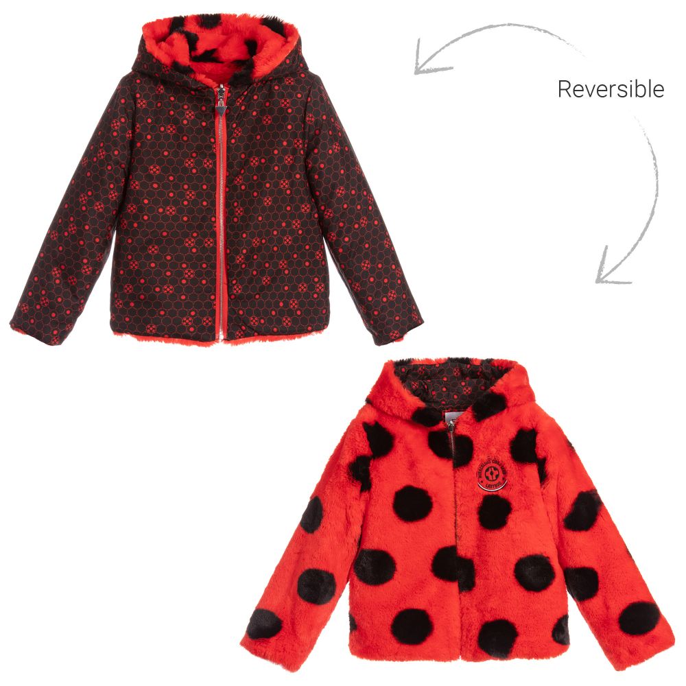 Guess - Red & Black Faux Fur Jacket | Childrensalon