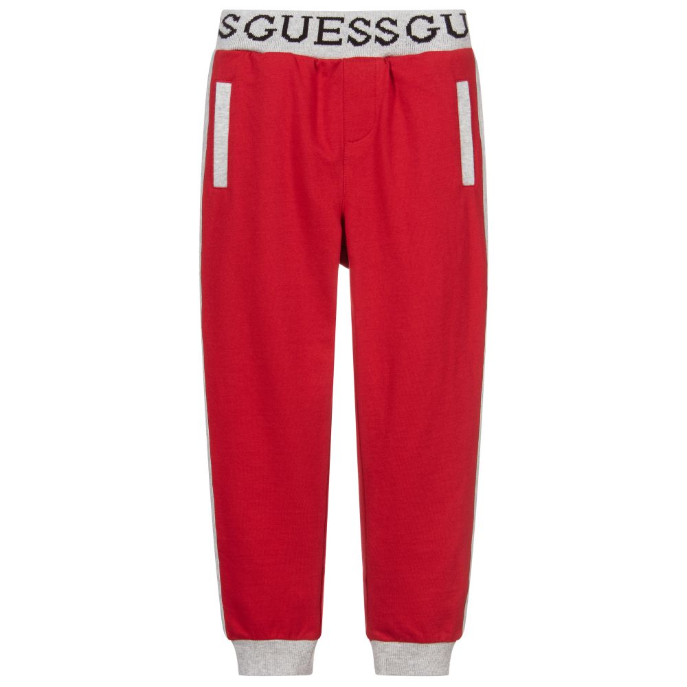 Guess - Red Cotton Logo Joggers | Childrensalon