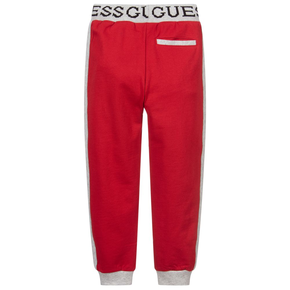 Guess-Red Cotton Logo Joggers | Childrensalon Outlet