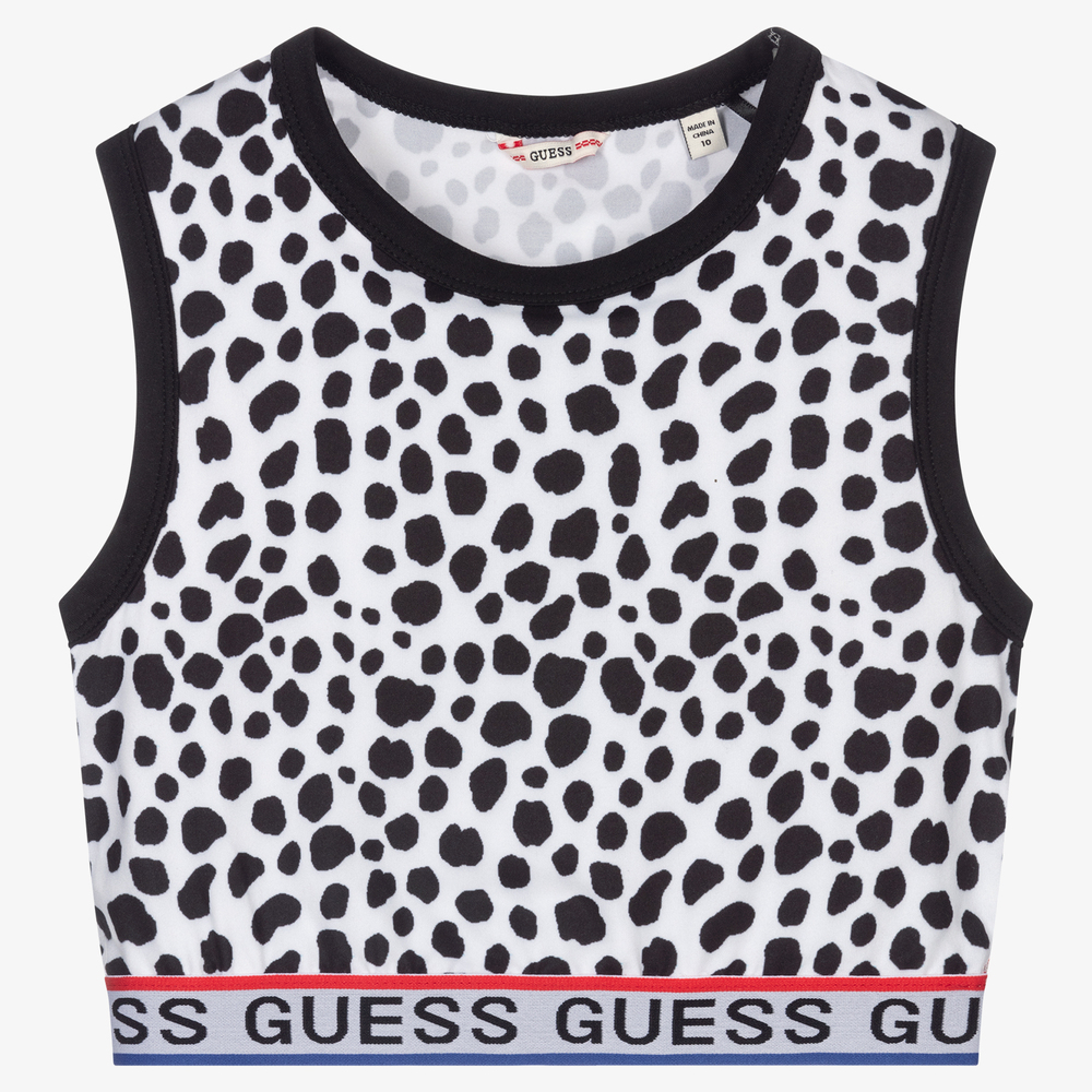 Guess-Черный топ в стиле далматинцев для подростков | Childrensalon Outlet