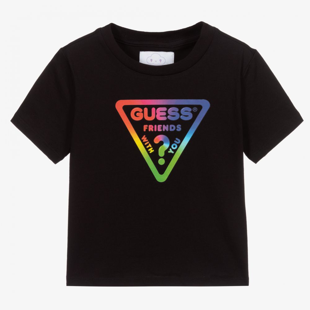 Guess-Teen Black Logo Cropped Top | Childrensalon Outlet