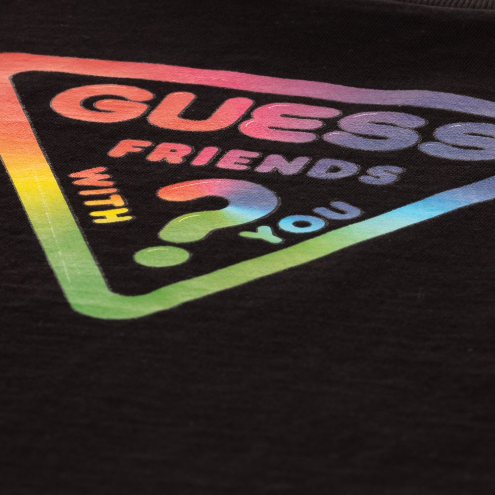 Guess-Teen Black Logo Cropped Top | Childrensalon Outlet