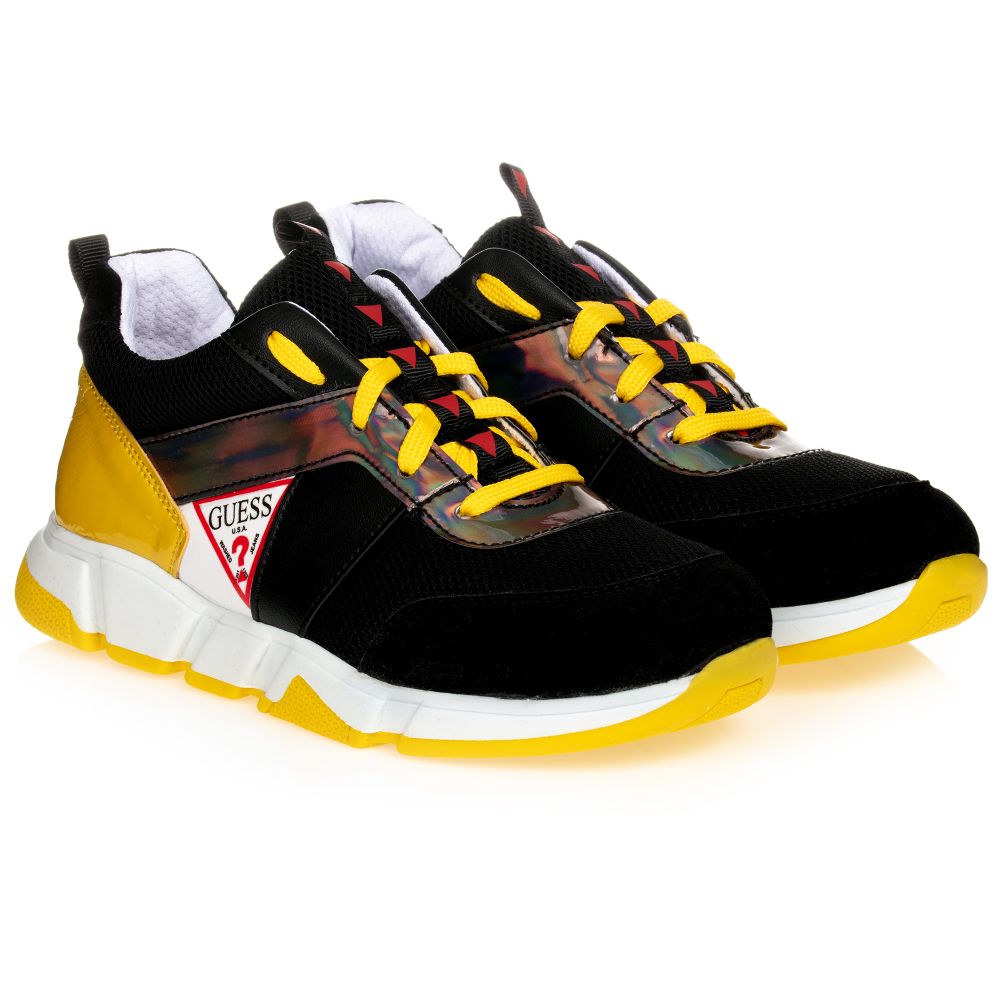 Guess - Teen Black & Yellow Trainers | Childrensalon