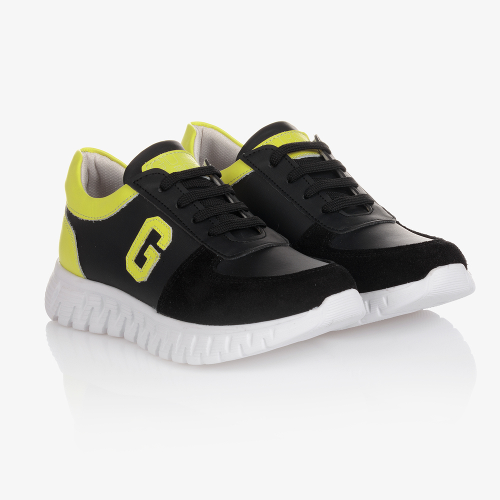 Guess - Teen Black & Yellow Trainers | Childrensalon