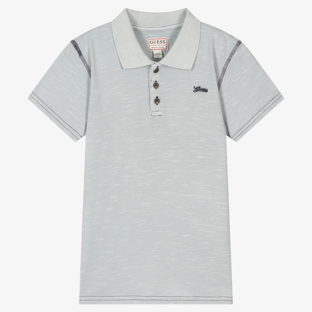 Guess - Teen Blue Cotton Polo Shirt | Childrensalon