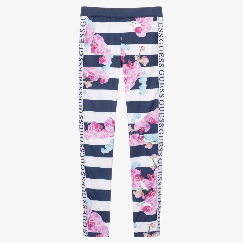 Guess - Teen Blue Stripe Logo Leggings | Childrensalon