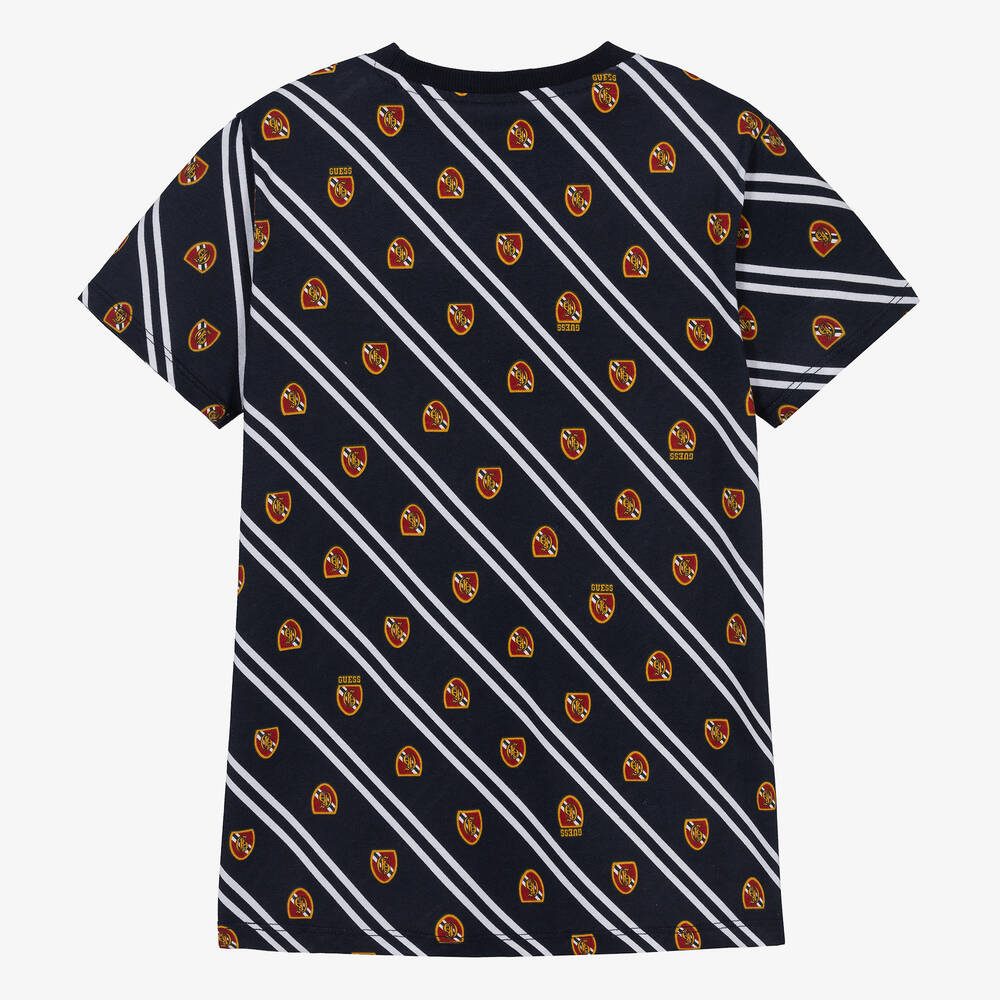Guess-تيشيرت تينز ولادي قطن لون أسود وأبيض | Childrensalon Outlet