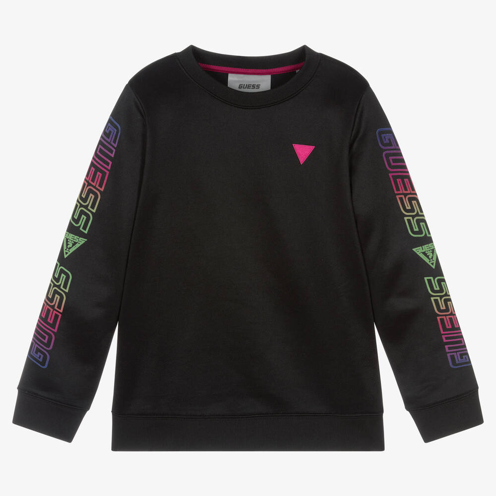 Guess - Sweat noir en jersey ado garçon  | Childrensalon