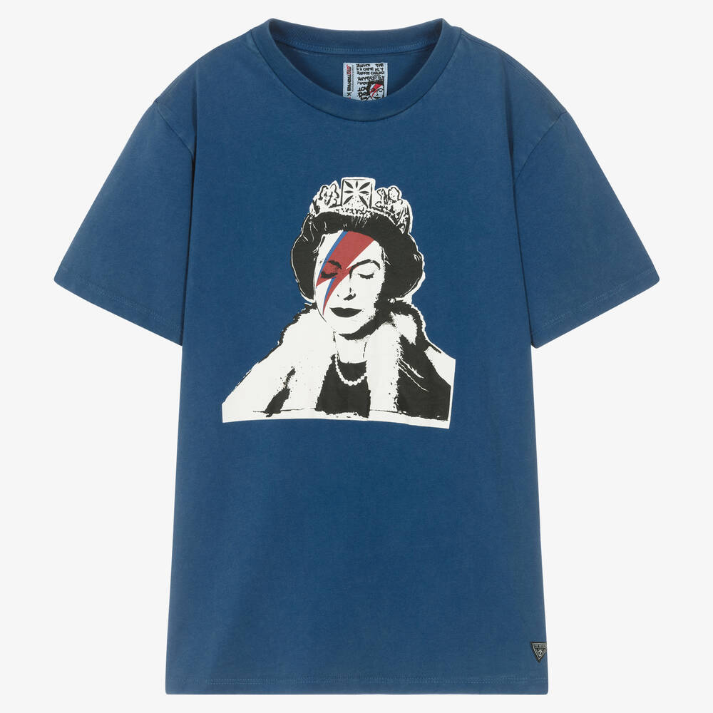 Guess - Синяя хлопковая футболка с граффити Бэнкси | Childrensalon