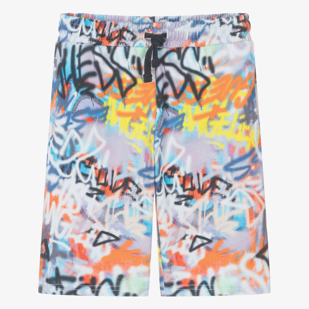 Guess-Teen Boys Blue Cotton Graffiti Shorts | Childrensalon Outlet