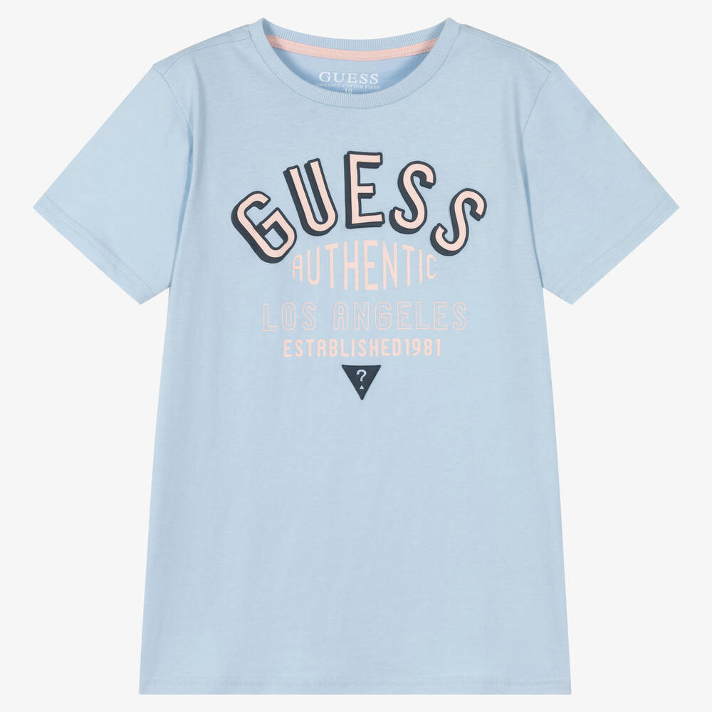 Guess - Blaues Teen Baumwoll-T-Shirt (J) | Childrensalon