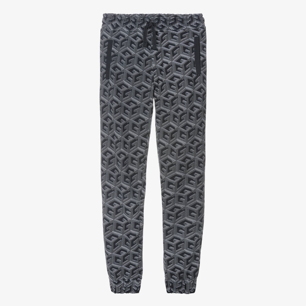 Guess-Teen Boys Blue Cotton Monogram Joggers | Childrensalon Outlet
