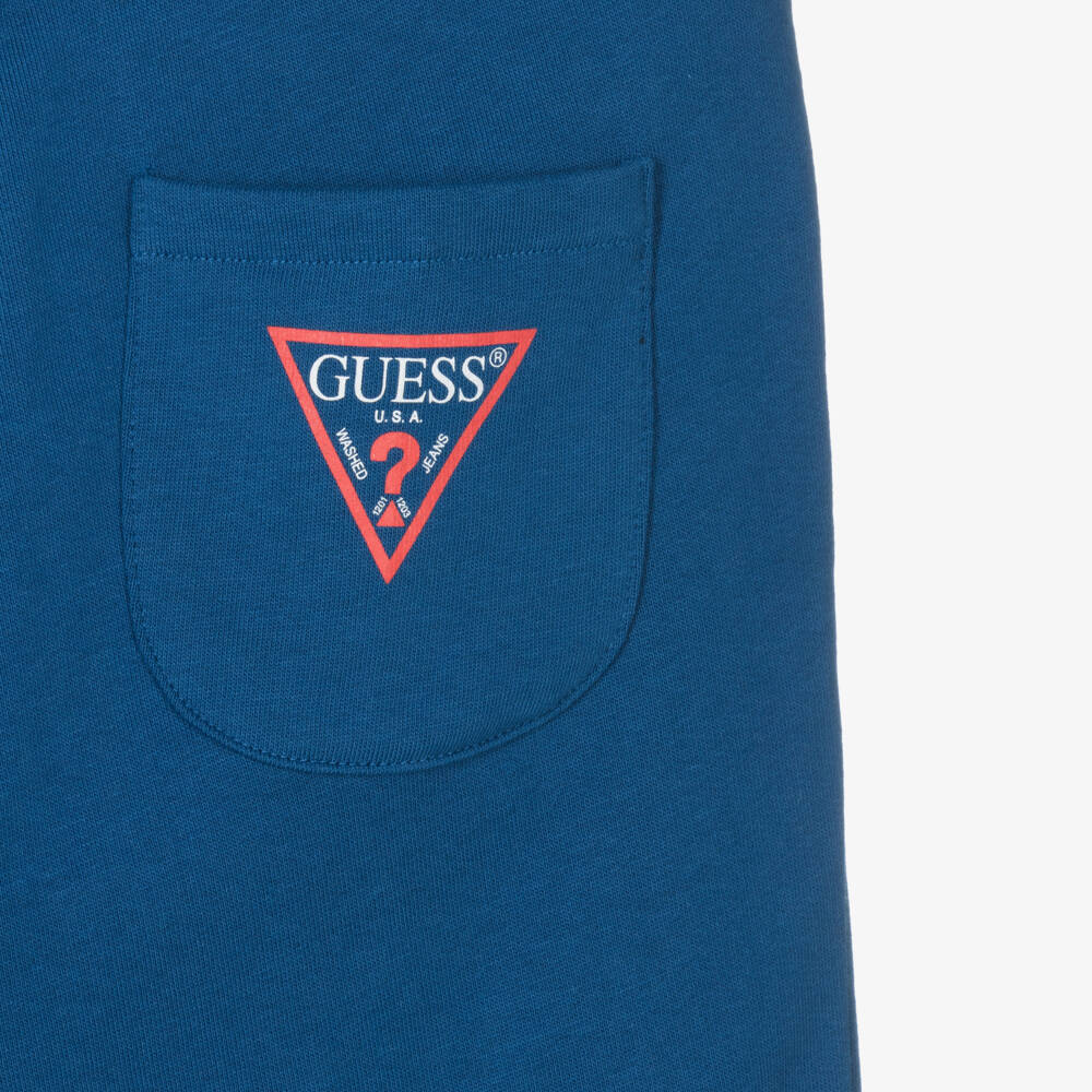 Guess-Teen Boys Blue Cotton Shorts | Childrensalon Outlet