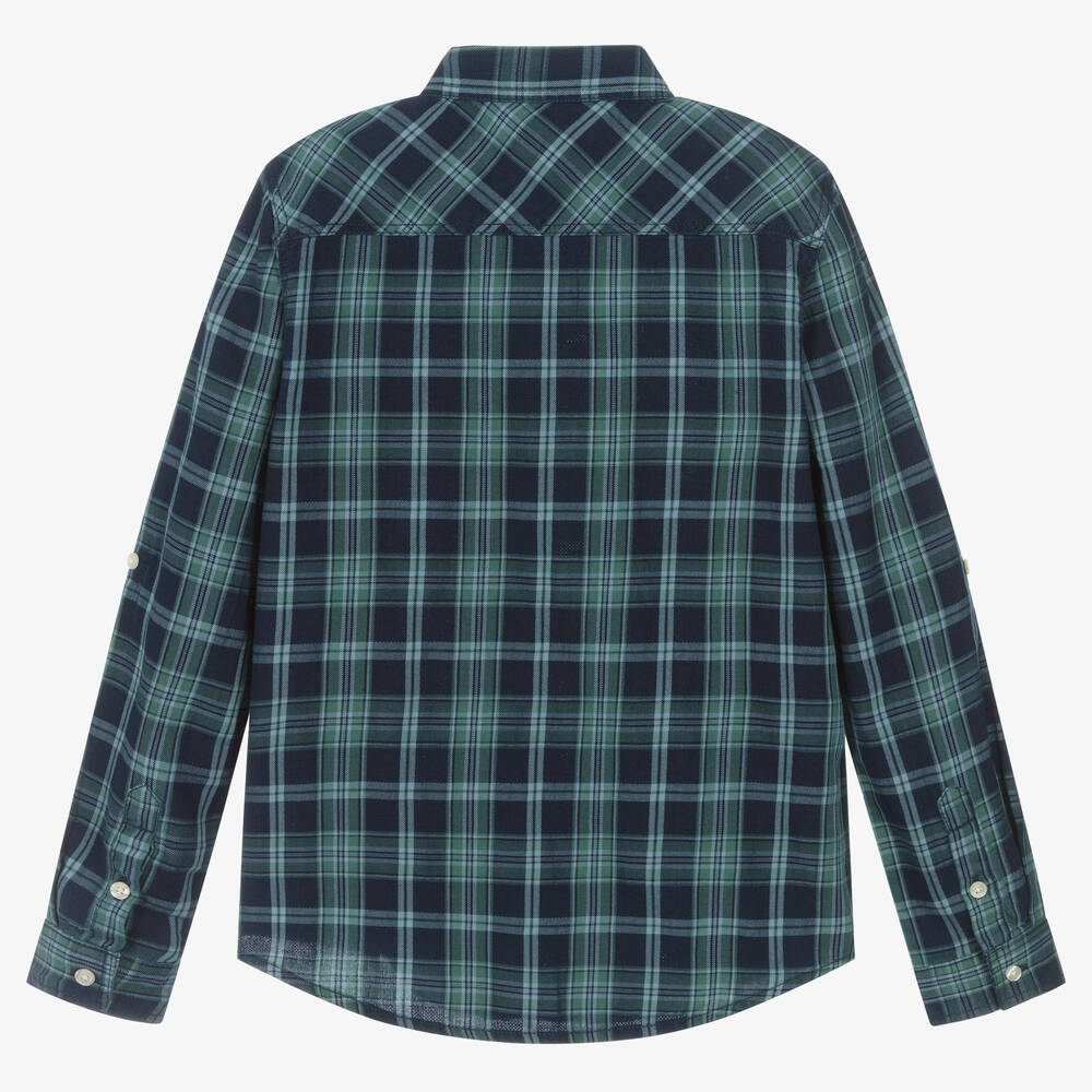 Guess-Рубашка в сине-зеленую клетку | Childrensalon Outlet