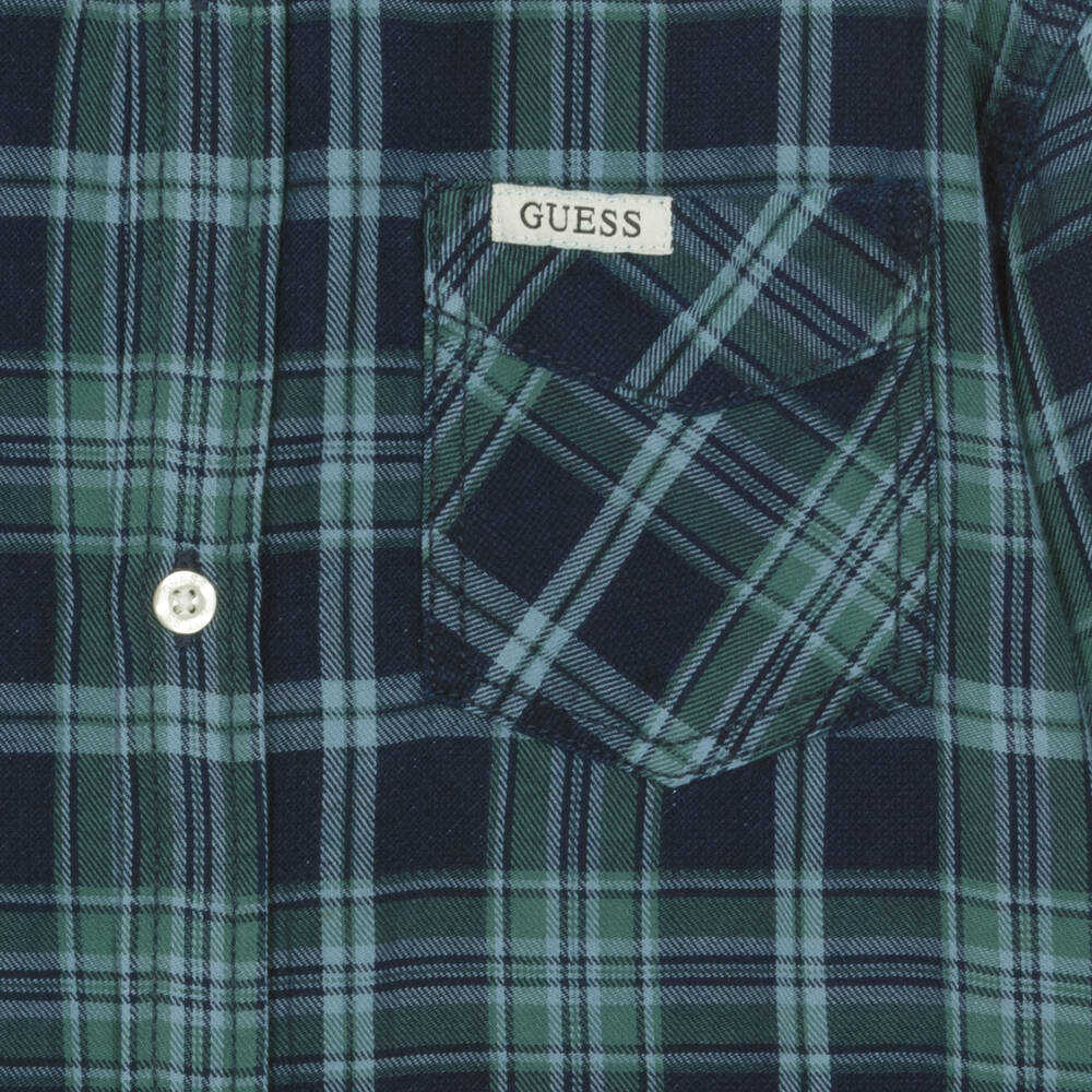 Guess-Рубашка в сине-зеленую клетку | Childrensalon Outlet