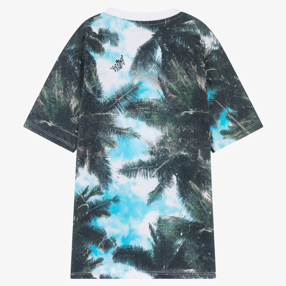 Guess-تيشيرت تينز ولادي قطن لون أخضر وأزرق | Childrensalon Outlet